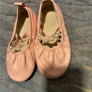 Pink Ballet Flats with Pearl Detail